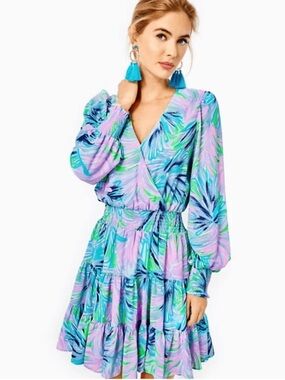 Lilly Pulitzer Heline Stretch Dress 00 Gecko Green Beach Bash